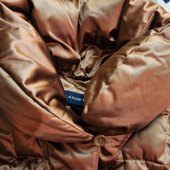 Lands End Bronze Down Puffer Coat Size Medium 10-12 - Picture 6 of 9
